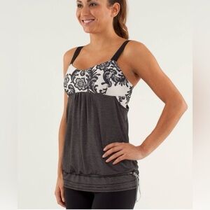 Lululemon Run: Back On Track Tank Black / Laceoflage Polar Cream Black